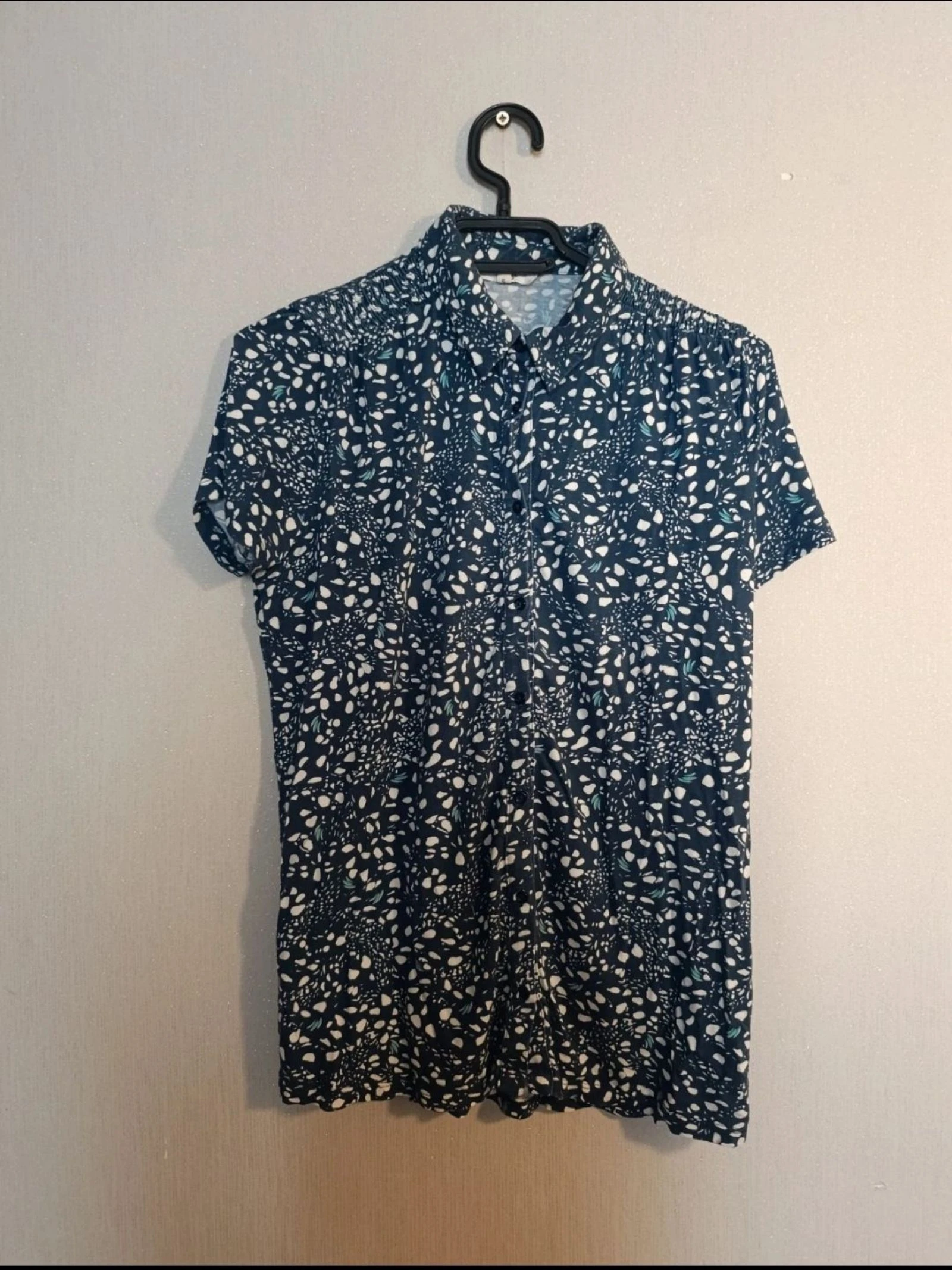 Chemisier manches courtes Caroll bleu marine à imprimé – Taille 38